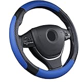 SFONIA Couvre Volant Voiture Caches de Volant en Cuir Artificiel Universel 37-38cm / 15' Antidérapant Respirant Durable (Bleu)